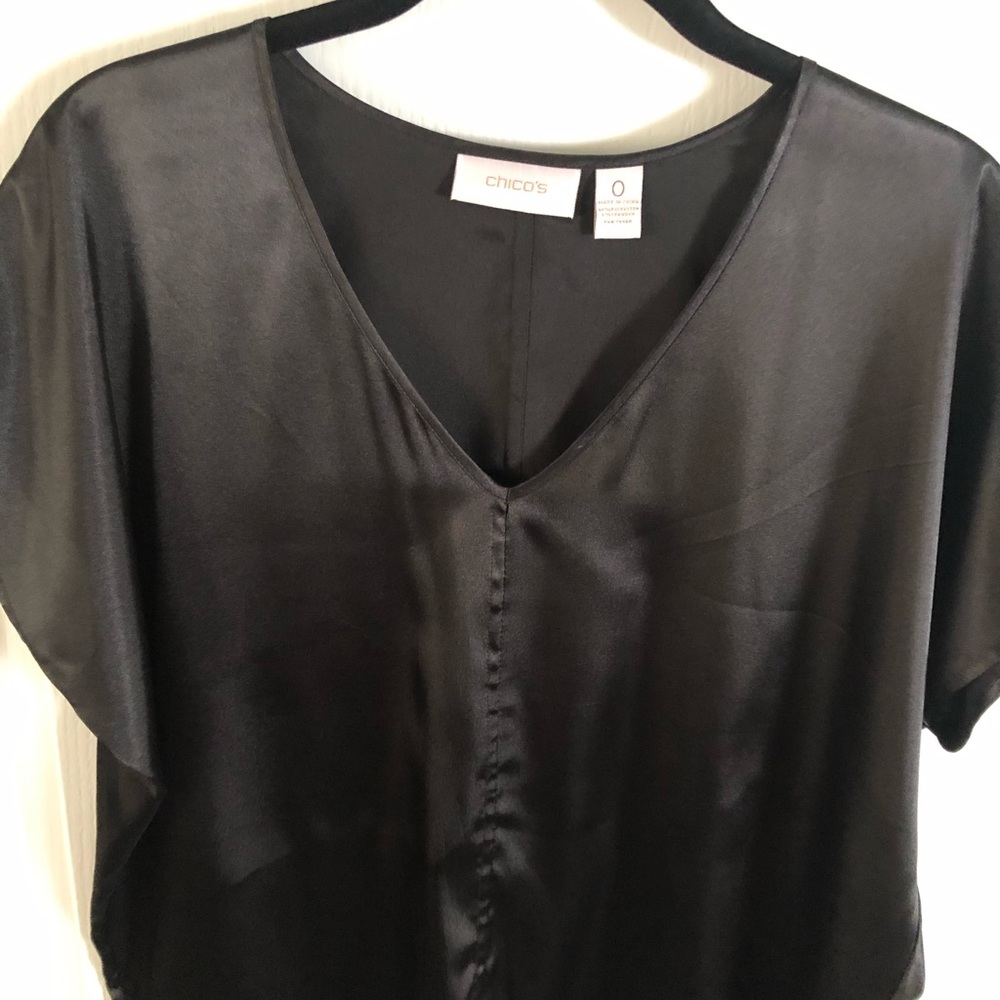 Silky black top. Chico’s size 0. Wardrobe staple.